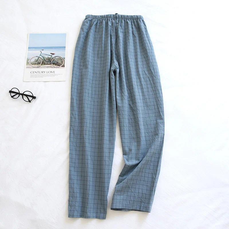 New2024 Cotton Couple Sleep Bottoms Comfortable Unisex Sleep Pants Plaid Simple Style Home Pants Men Spring Summer Pajamas Pants