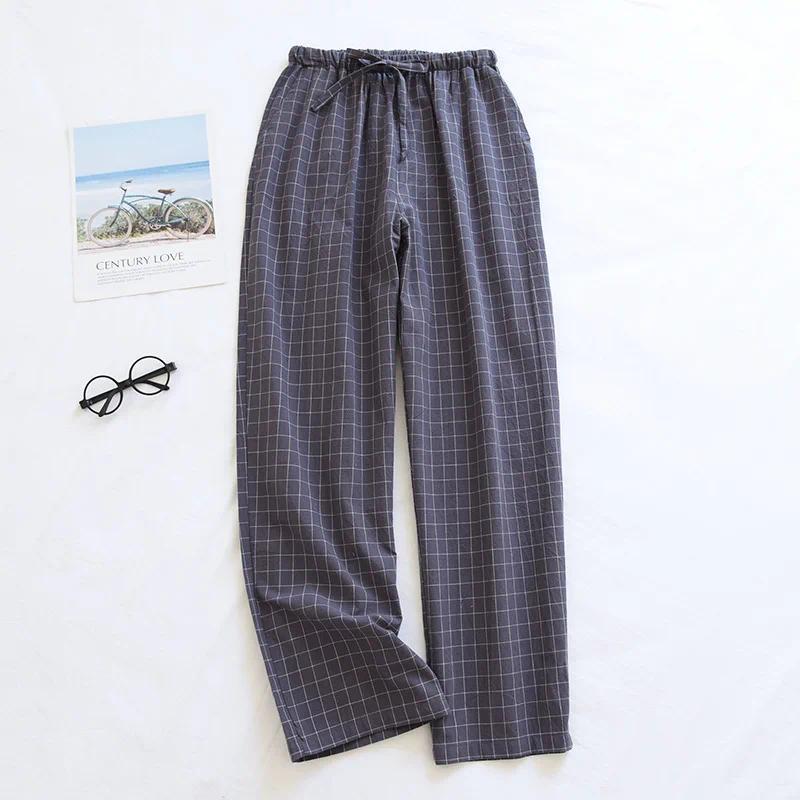 New2024 Cotton Couple Sleep Bottoms Comfortable Unisex Sleep Pants Plaid Simple Style Home Pants Men Spring Summer Pajamas Pants