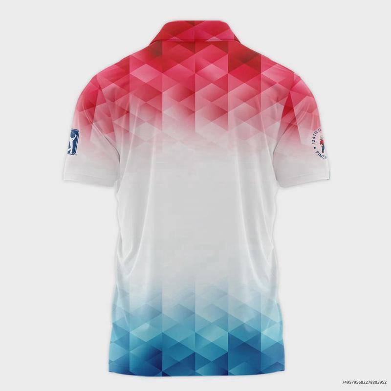 124th U.S. Open PPinehurstt C.Callaway Golf Sport Polo Shirt Blue Red Abstract Geometric Triangles All Over Print Polo Shirt - Golf T-Shirt Fan Made for Golfer Men Dad Father