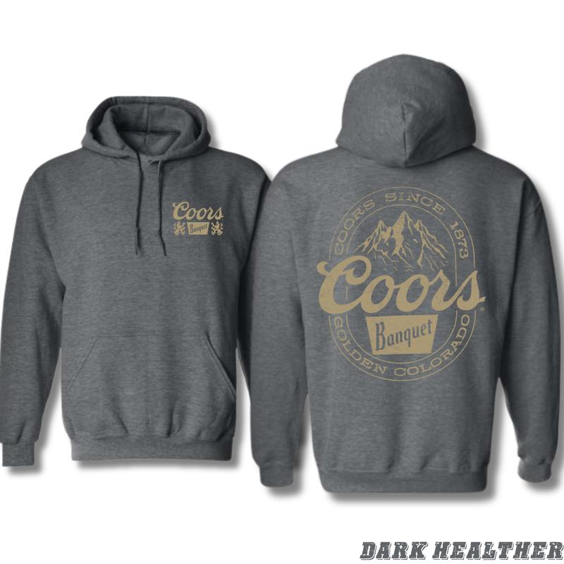 Coors Banquet Hoodie - Classic and Rugged Design Featuring Retro Coors Logo with Mountain Graphics, tiktok shop store, Perfect for Beer Enthusiasts and Outdoor Adventurers, Comfortable Black Unisex Hoodie for Everyday Wear Menswear Sweaters coquette