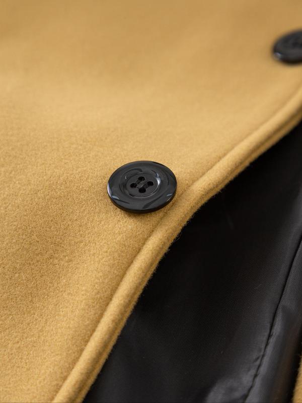 Men's Solid Button Front Lapel Neck Coat, Regular Fit Casual Pocket Long Sleeve Outerwear for Winter, Men's Clothes for Daily Wear, Men's Jackets, Winter Jacket