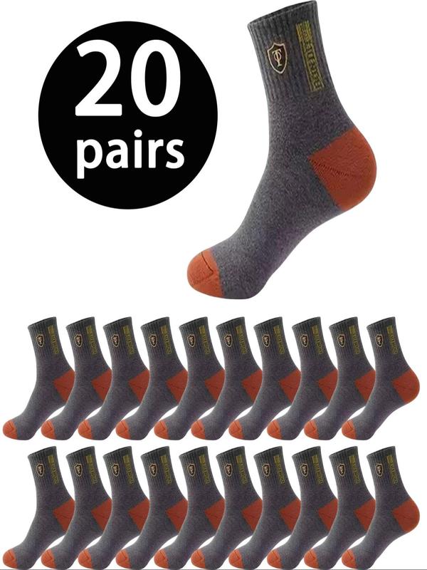 Men's Colorblock Mid-calf Socks, Soft Comfortable Breathable Crew Socks, Men's Socks & Hosiery for Daily Wear