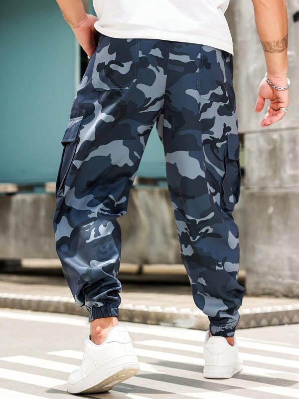  Men's Camo Print Pocket Cargo Pants, Regular Fit Casual Street Fashion Trousers for Daily Wear, Men's Bottoms for All Seasons