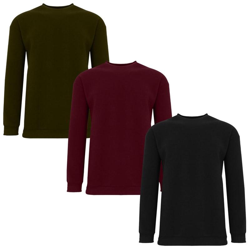 3-Pack Men's Crew Neck Fleece-Lined Pullover Sweater (S-2XL)