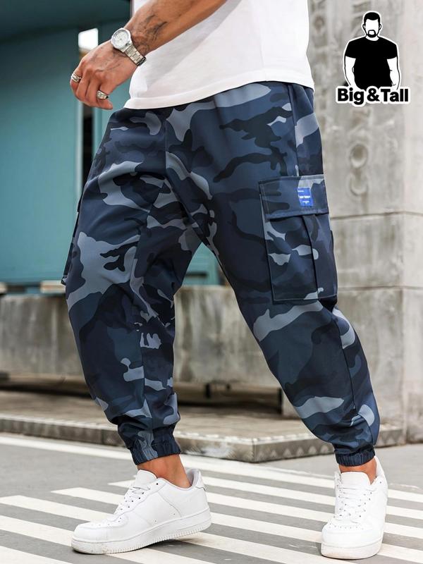  Men's Camo Print Pocket Cargo Pants, Regular Fit Casual Street Fashion Trousers for Daily Wear, Men's Bottoms for All Seasons