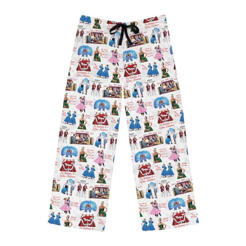 White Christmas Men’s Pajama Pants, White Christmas movie Lounge Sleepwear, Holiday Classic Patterned PJ Bottoms