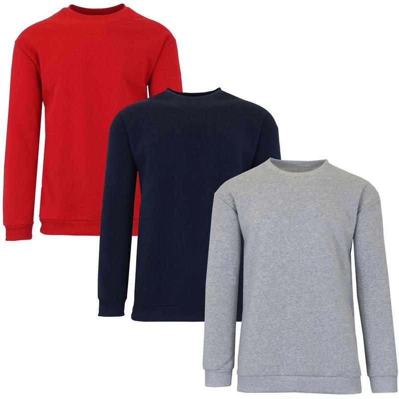 3-Pack Men's Crew Neck Fleece-Lined Pullover Sweater (S-2XL)