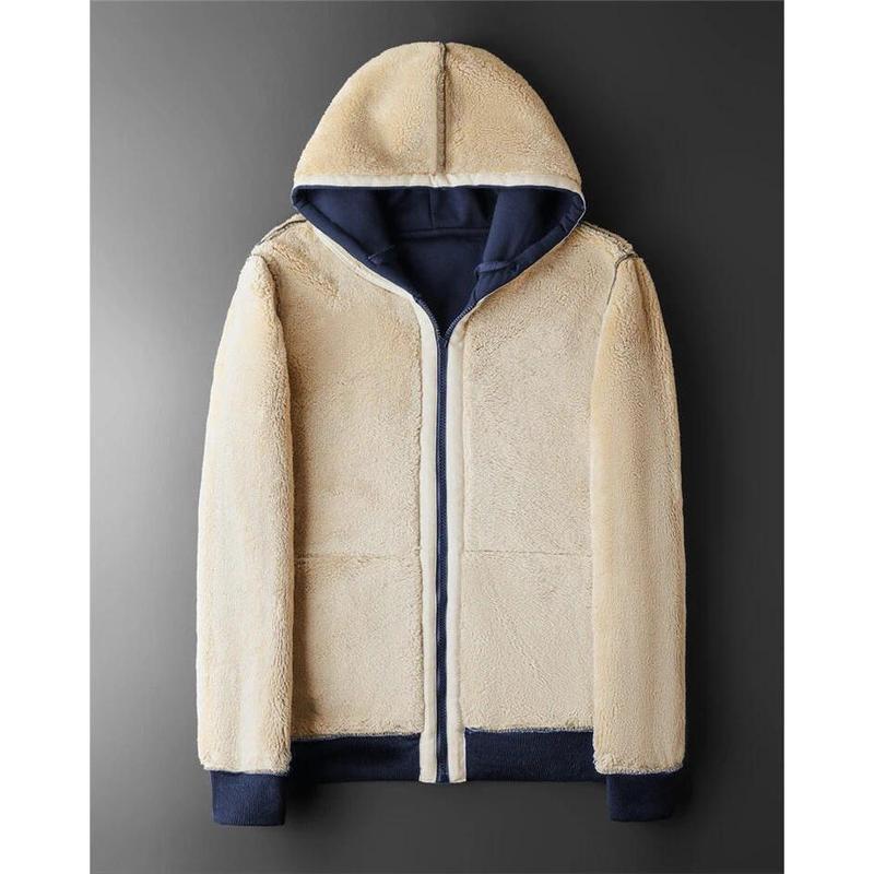 Winter Lambswool Coats Thicken Warm Jackets Long Sleeve Zipper Hoodies Casual Sports Fleece Black Coat Hooded Men Women Jacket