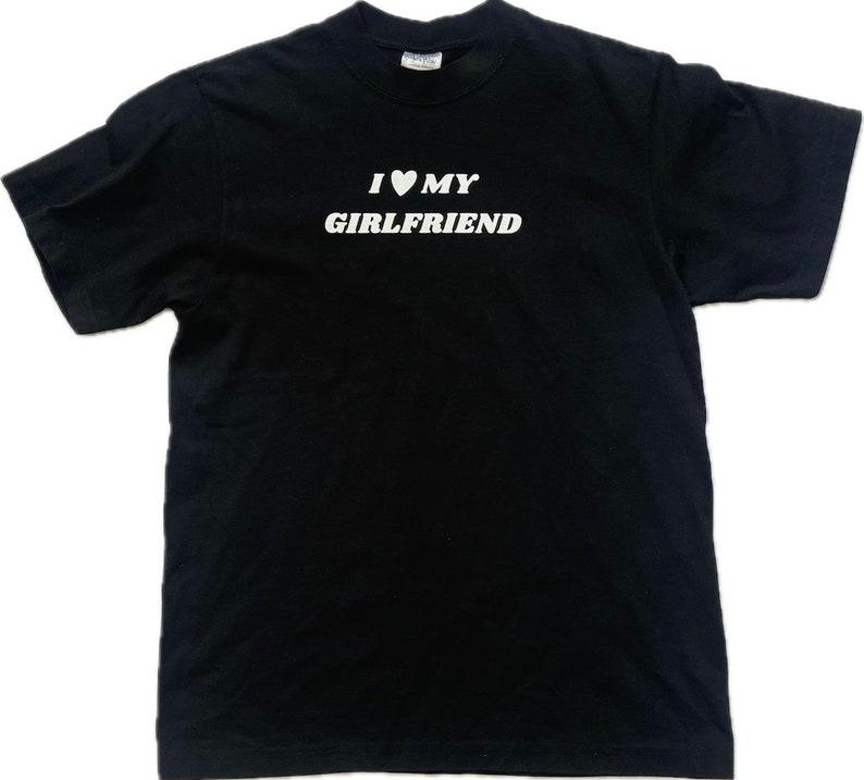 I love my girlfriend t-shirt, Gift For Him, Gift For Her, I love Shirt, I heart shirt, Menswear Crewneck Classic Tee Casual Collar