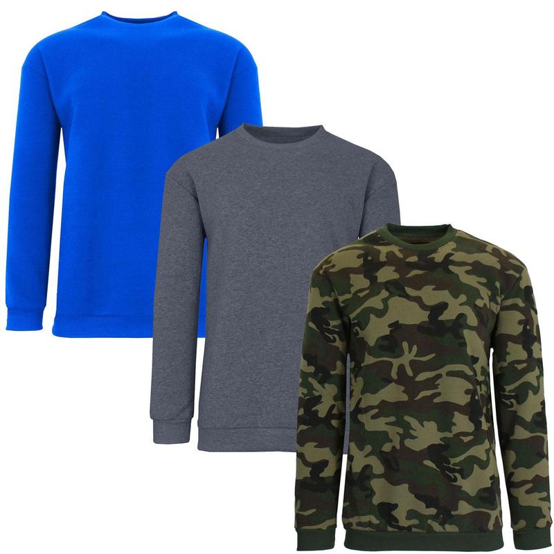 3-Pack Men's Crew Neck Fleece-Lined Pullover Sweater (S-2XL)