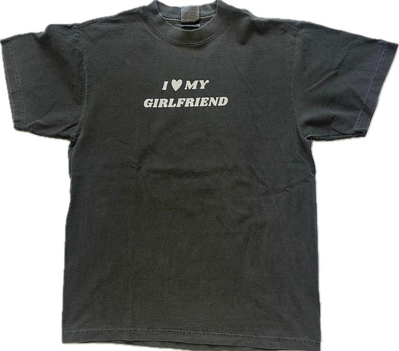 I love my girlfriend t-shirt, Gift For Him, Gift For Her, I love Shirt, I heart shirt, Menswear Crewneck Classic Tee Casual Collar