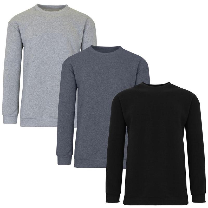 3-Pack Men's Crew Neck Fleece-Lined Pullover Sweater (S-2XL)