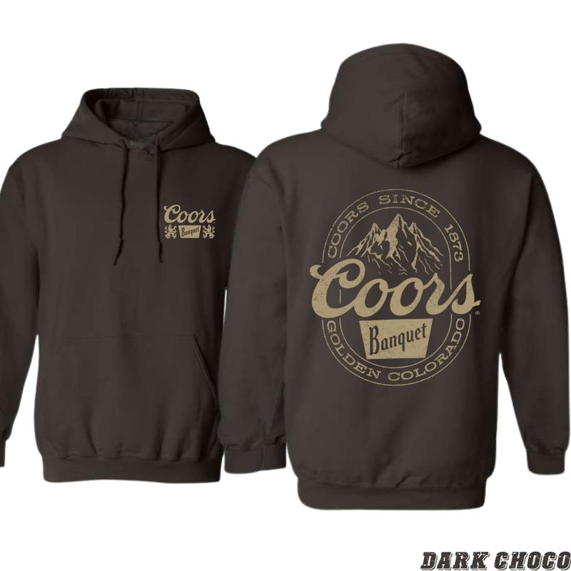 Coors Banquet Hoodie - Classic and Rugged Design Featuring Retro Coors Logo with Mountain Graphics, tiktok shop store, Perfect for Beer Enthusiasts and Outdoor Adventurers, Comfortable Black Unisex Hoodie for Everyday Wear Menswear Sweaters coquette