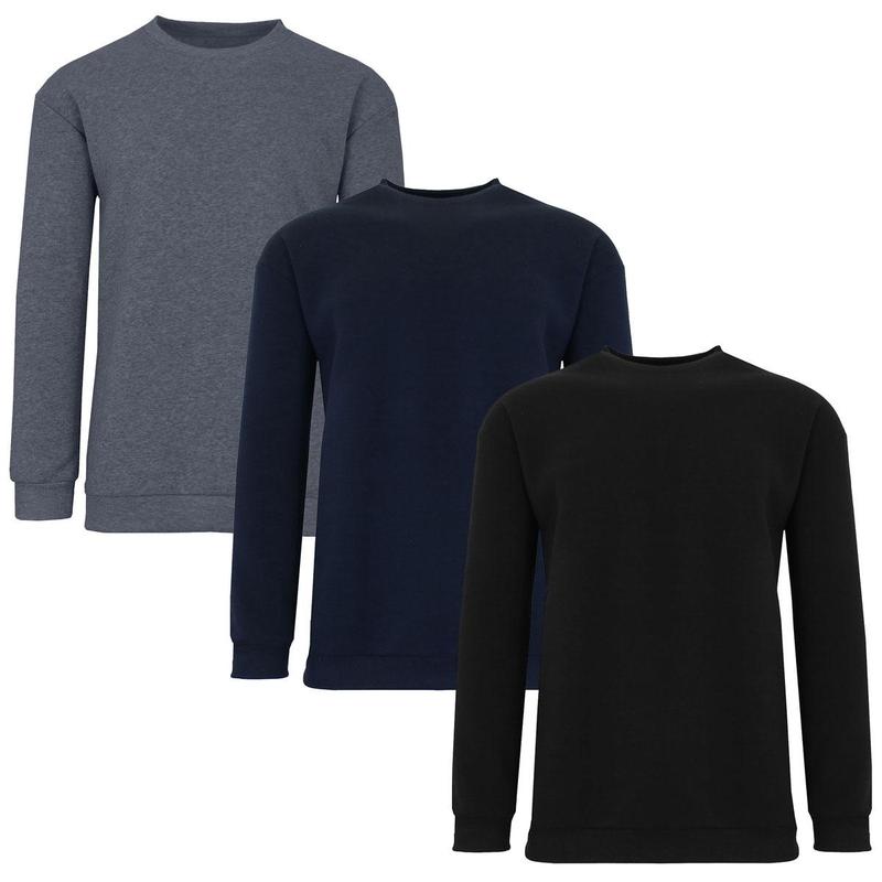 3-Pack Men's Crew Neck Fleece-Lined Pullover Sweater (S-2XL)