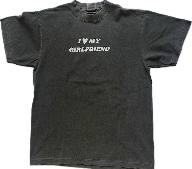 I love my girlfriend t-shirt, Gift For Him, Gift For Her, I love Shirt, I heart shirt, Menswear Crewneck Classic Tee Casual Collar