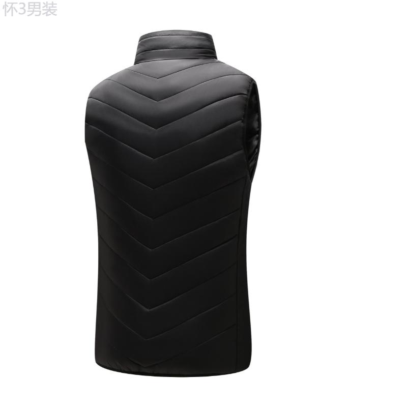 Winter Casual Stand Collar Heated Vest for Men and Women with 21 Heating Zones, Intelligent Constant Temperature, Polyester 100%, Sleeveless Non-Stretch Fabric, Regular Length with Flared Hem, Woven Solid Color Pattern Menswear Tops Knit Beige Plain