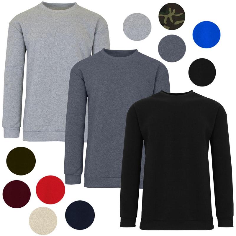 3-Pack Men's Crew Neck Fleece-Lined Pullover Sweater (S-2XL)