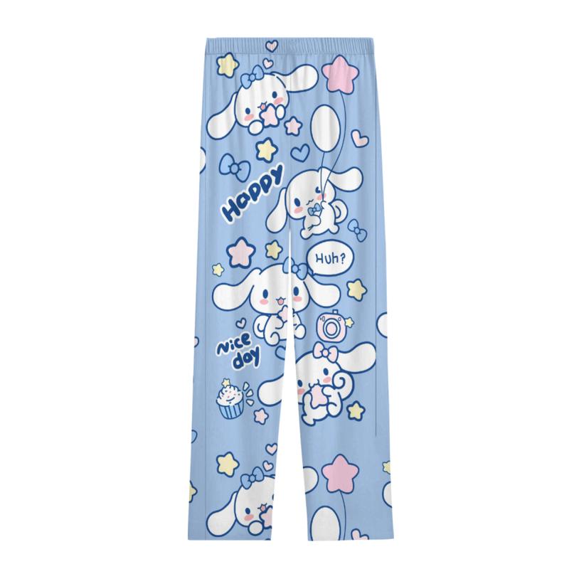 Soft Pajama Pants Men's Cartoon Cinnamoroll Pajamas Comfortable Pajamas Pant Lounge Wear Casual Trousers Elastic Pants