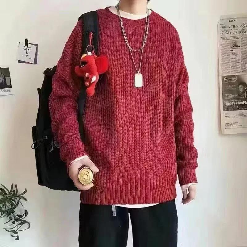 Sweaters Loose Knitted Sweater Men Round Neck Autumn Winter Lazy Style Versatile Sweater Casual Mens Clothes