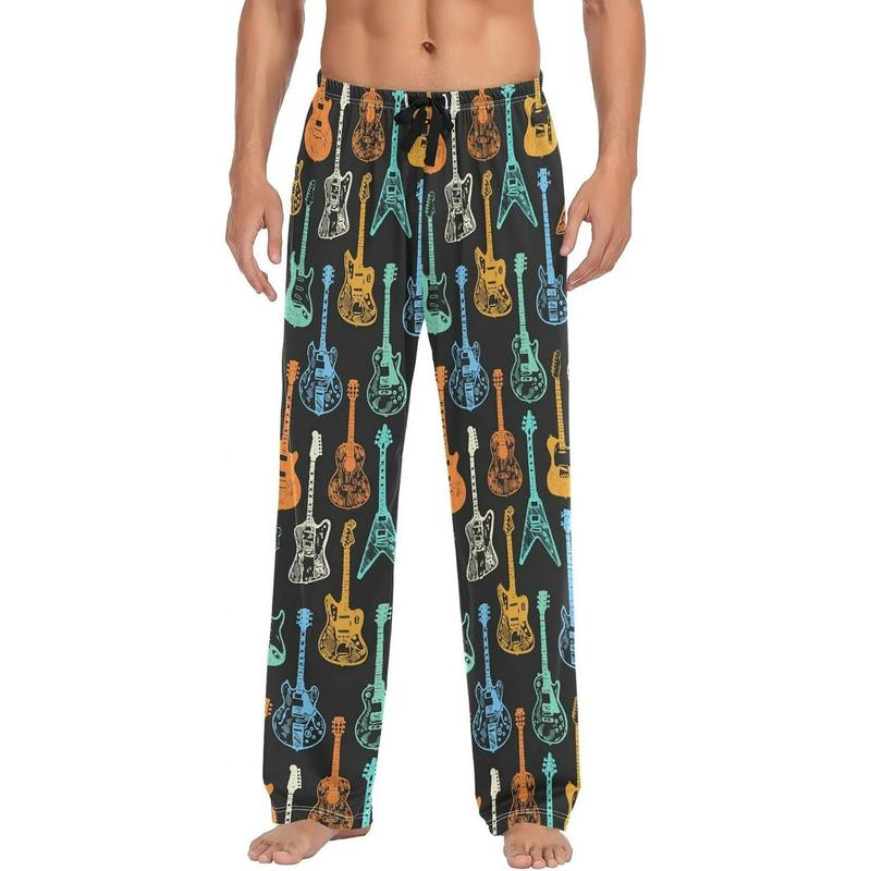 FREEAMG Vintage Guitar Pattern Men's Pajama Pants Sleepwear Lounge Pajama Bottoms