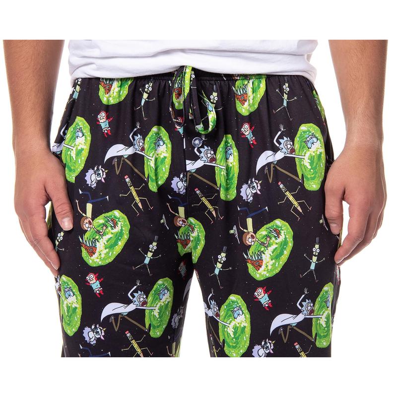 Rick and Morty Mens' TV Show Series Portal Tossed Print Sleep Pajama Pants