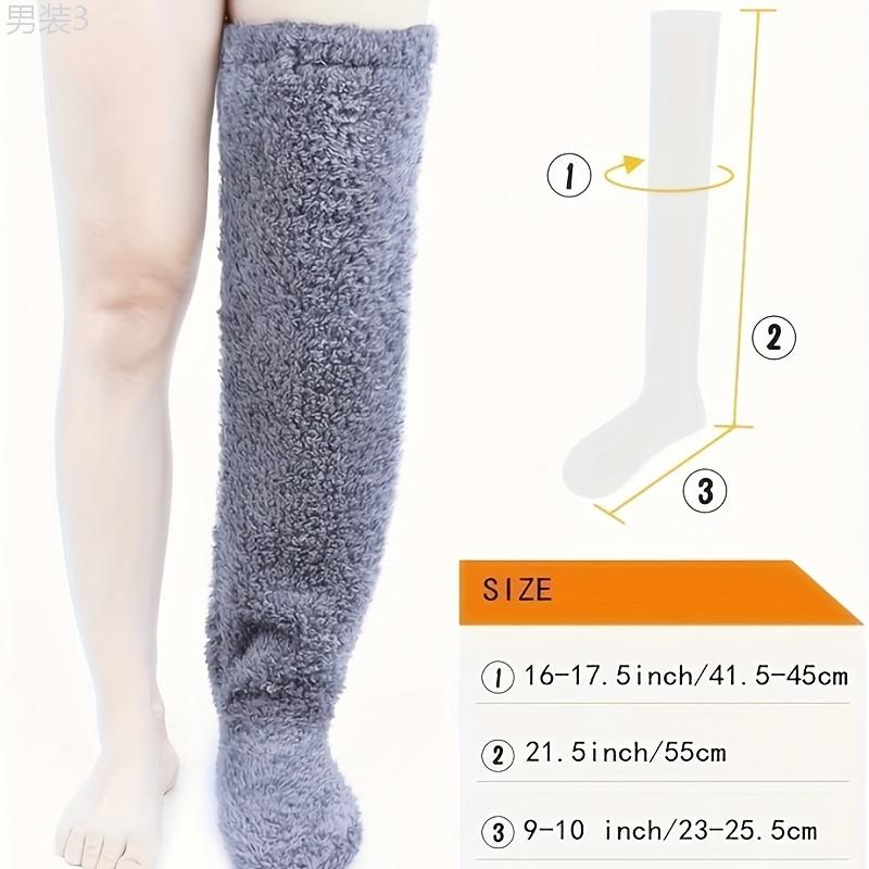 Men's Soft Leg Cushion Sleeves, Over The Knee Thickened Warm Plush Floor Socks, For Winter