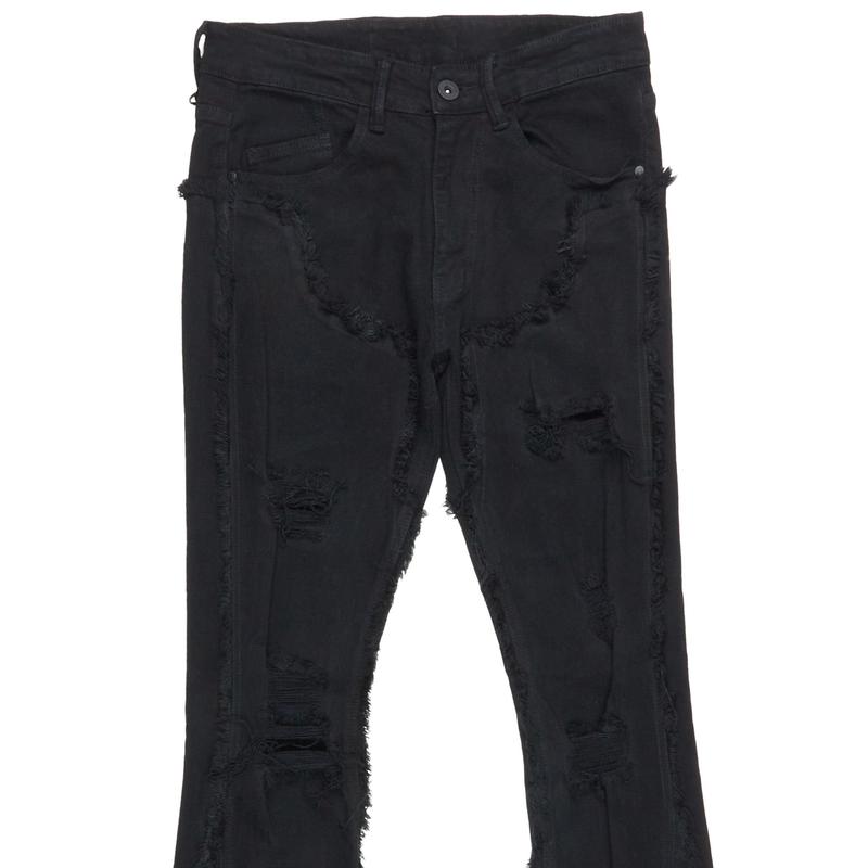 Falcko Jet Black Stacked Flare Jean