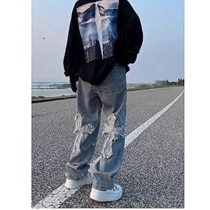 Trousers Cross Denim Pants Streetwear Hip Hop Low Rise Baggy Jeans for Men Korean Y2k Women Cargo Pants Punk Clothe