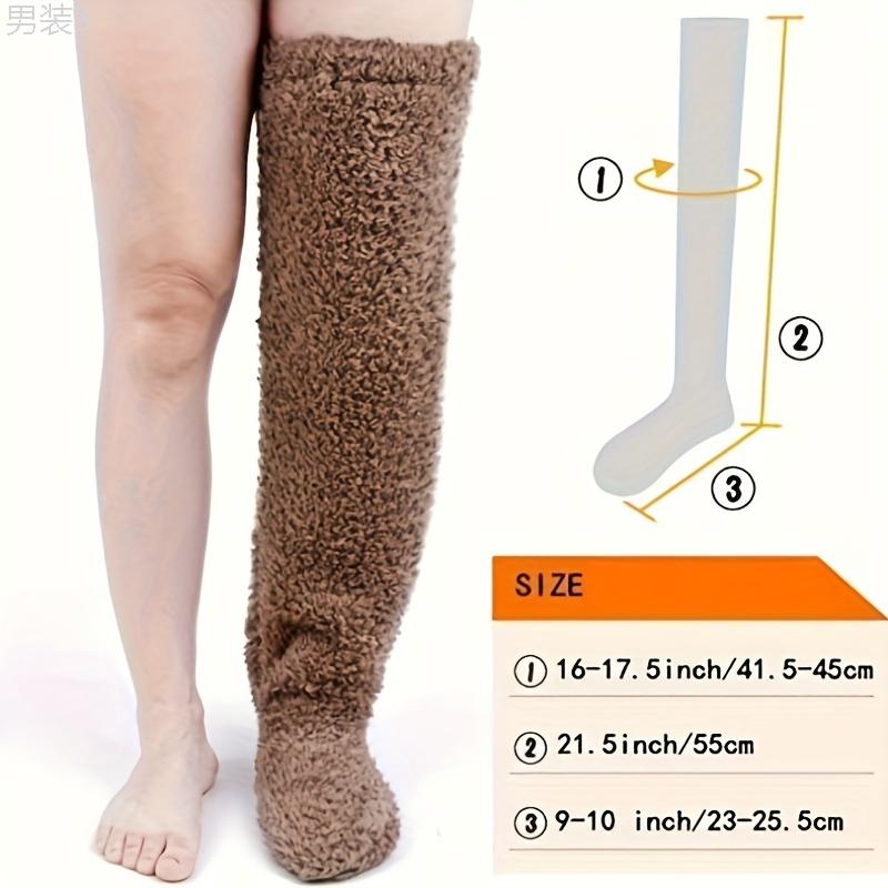 Men's Soft Leg Cushion Sleeves, Over The Knee Thickened Warm Plush Floor Socks, For Winter