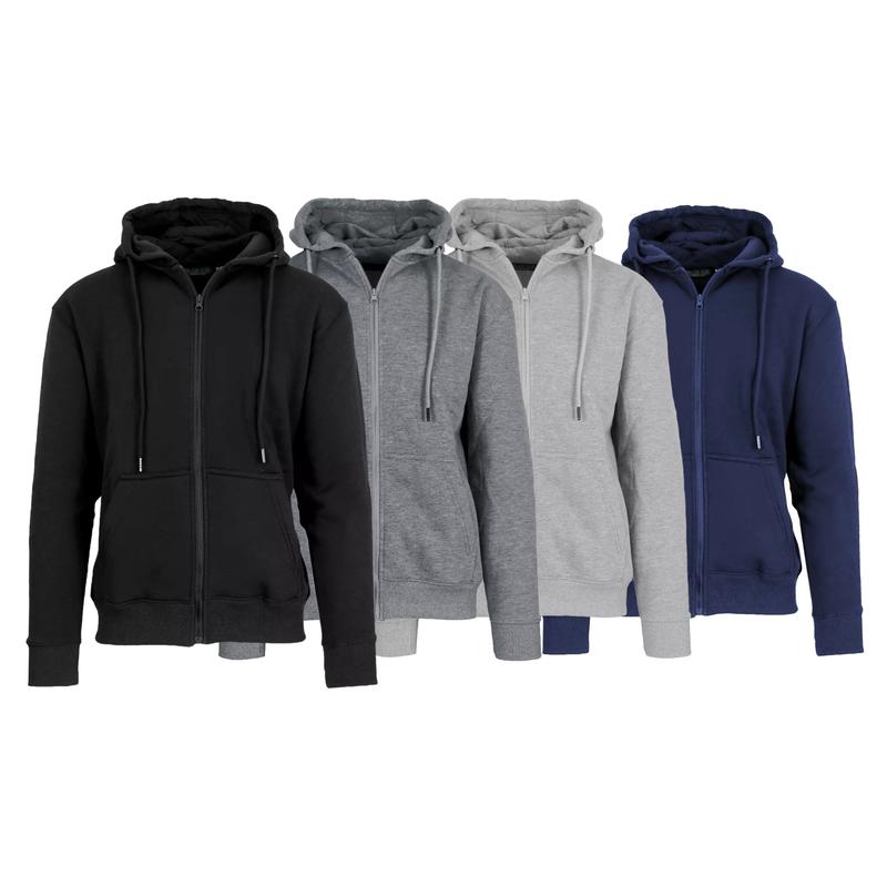 3 PACK: Men's Heavyweight Fleece Lined Full Zip Hoodie Sweatshirt With Pockets casual hoodie