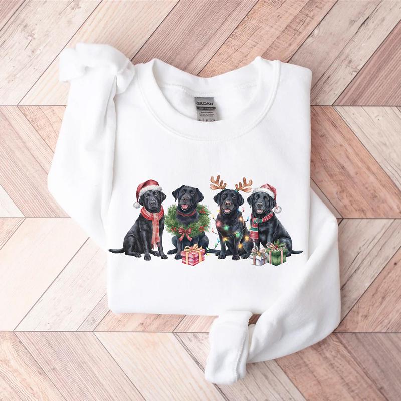 Black Labrador Sweatshirt, Xmas Dog Shirt, Christmas Dog Sweatshirt, Dog Mom Shirt, Dog Lover Gift, Funny Holiday Shirt, Cozy Winter Crewneck