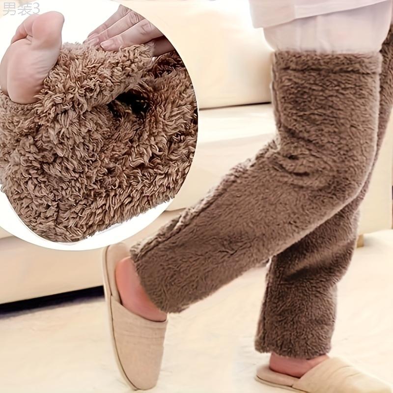 Men's Soft Leg Cushion Sleeves, Over The Knee Thickened Warm Plush Floor Socks, For Winter