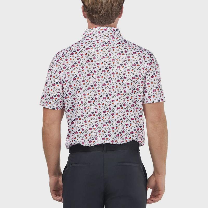 Peter Millar Barsto0l Golf Clubs & Flowers Printed Polo