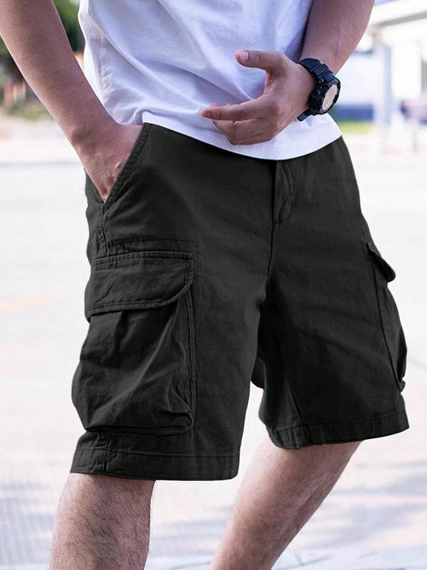 Men's Loose Solid Drawstring Waist Cargo Shorts, Back To School Casual Comfy Streetwear Pocket Design Shorts, Summer Outfits, Mens Shorts, Street Bottoms for All Seasons, Shorts for Men, Streetwear Shorts