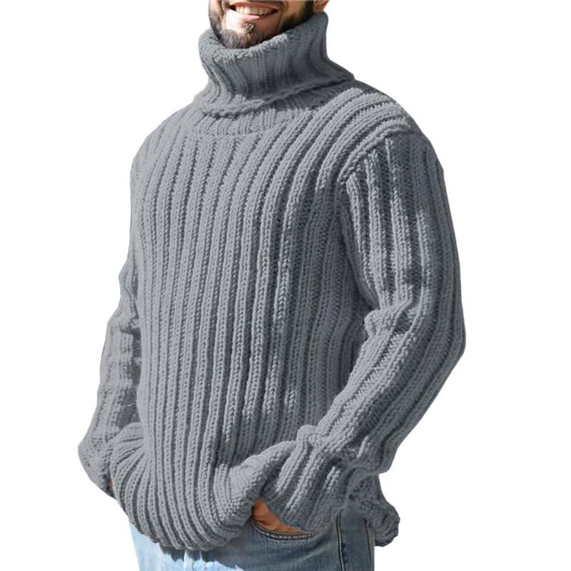 Mens Sweaters Turtleneck Cable Knitted Pullover Long Sleeve Slim Fit Chunky Casual Fall Winter Warm Cardigans