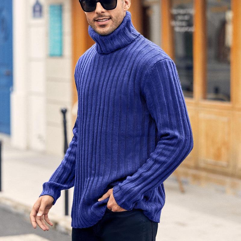 Mens Sweaters Turtleneck Cable Knitted Pullover Long Sleeve Slim Fit Chunky Casual Fall Winter Warm Cardigans