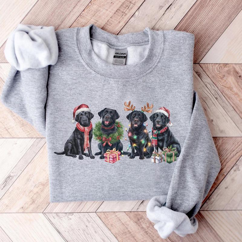 Black Labrador Sweatshirt, Xmas Dog Shirt, Christmas Dog Sweatshirt, Dog Mom Shirt, Dog Lover Gift, Funny Holiday Shirt, Cozy Winter Crewneck