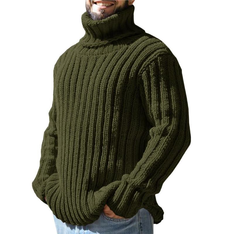 Mens Sweaters Turtleneck Cable Knitted Pullover Long Sleeve Slim Fit Chunky Casual Fall Winter Warm Cardigans