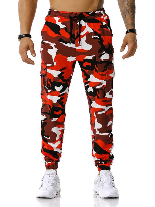 Men's Camo Print Drawstring Waist Jogger Pants, Regular Fit Casual Comfy Flap Pocket Sweatpants for Outdoor Daily Wear, Men's Trousers for All Seasons