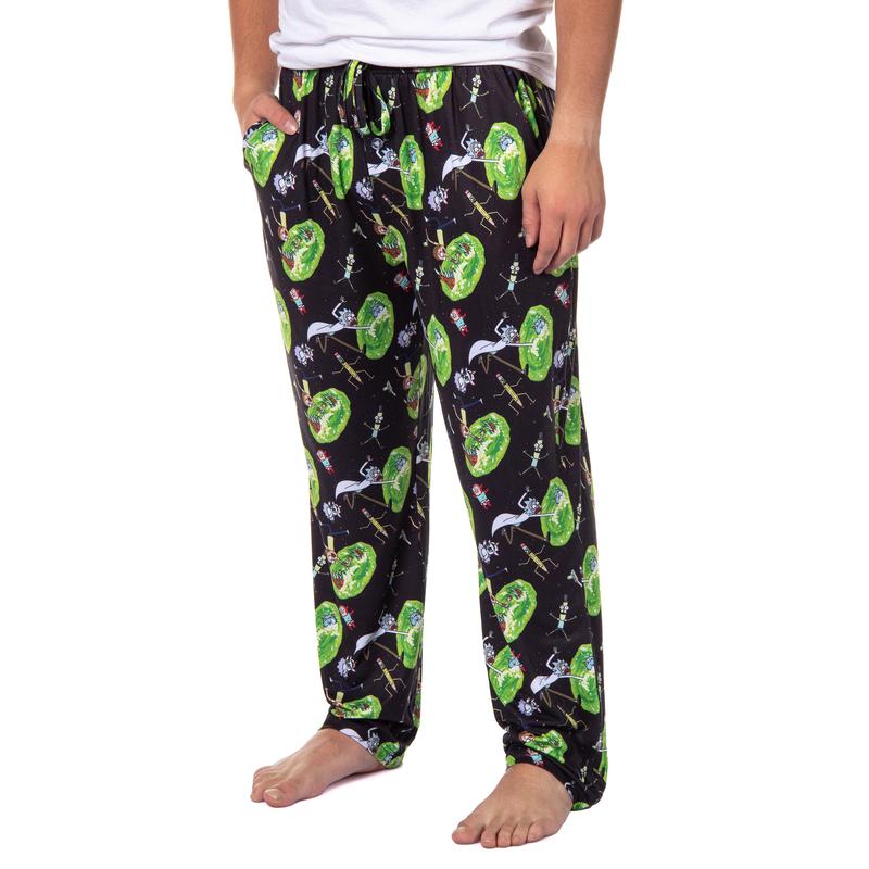 Rick and Morty Mens' TV Show Series Portal Tossed Print Sleep Pajama Pants