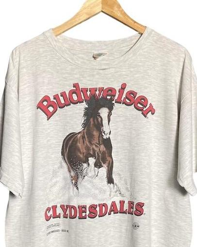 Vintage 90s Budweiser Horse Florida T-Shirt, Tshirt for women, men's clothing, summer clothing Casual Comfort Cotton Menswear