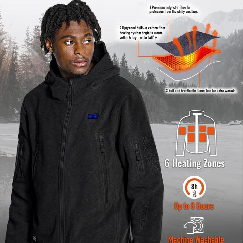 ANTARCTICA GEAR Heated Jacket with 12V 16000mAh Battery Pack, Polar Fleece Hoodie for Men Women, Fit Zip Hood Winter Jacket