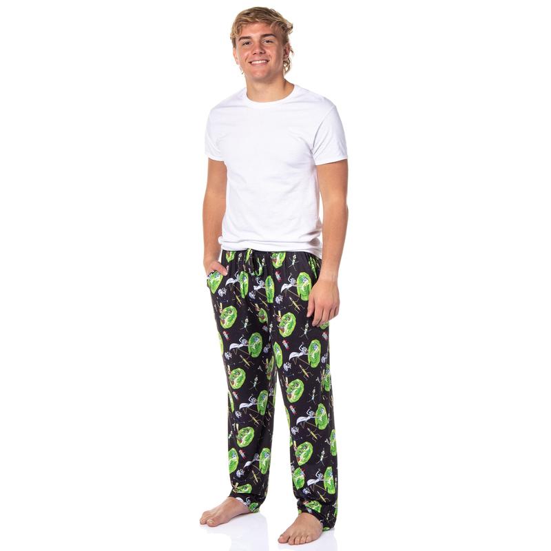 Rick and Morty Mens' TV Show Series Portal Tossed Print Sleep Pajama Pants