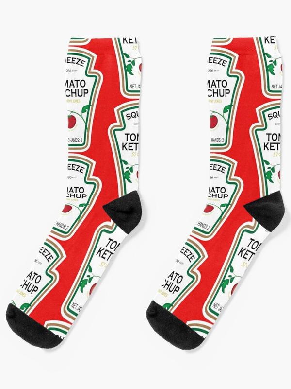 Funny Ketchup Label Socks