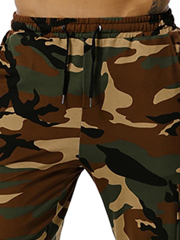 Men's Camo Print Drawstring Waist Jogger Pants, Regular Fit Casual Comfy Flap Pocket Sweatpants for Outdoor Daily Wear, Men's Trousers for All Seasons