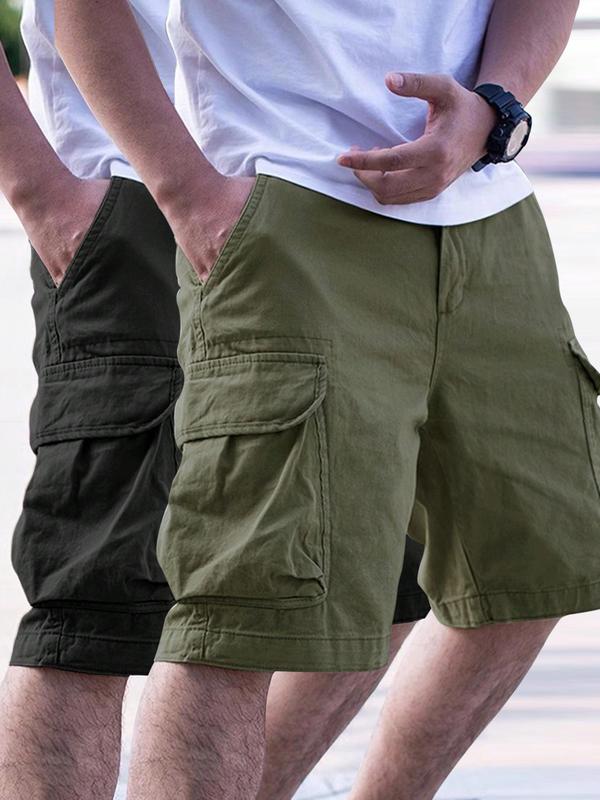 Men's Loose Solid Drawstring Waist Cargo Shorts, Back To School Casual Comfy Streetwear Pocket Design Shorts, Summer Outfits, Mens Shorts, Street Bottoms for All Seasons, Shorts for Men, Streetwear Shorts