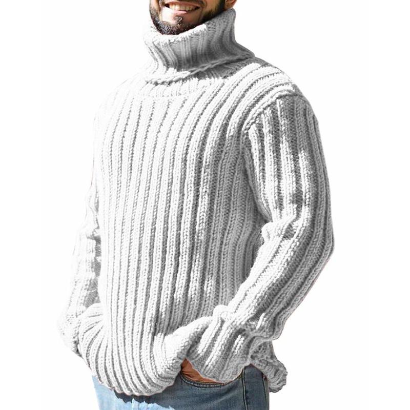 Mens Sweaters Turtleneck Cable Knitted Pullover Long Sleeve Slim Fit Chunky Casual Fall Winter Warm Cardigans