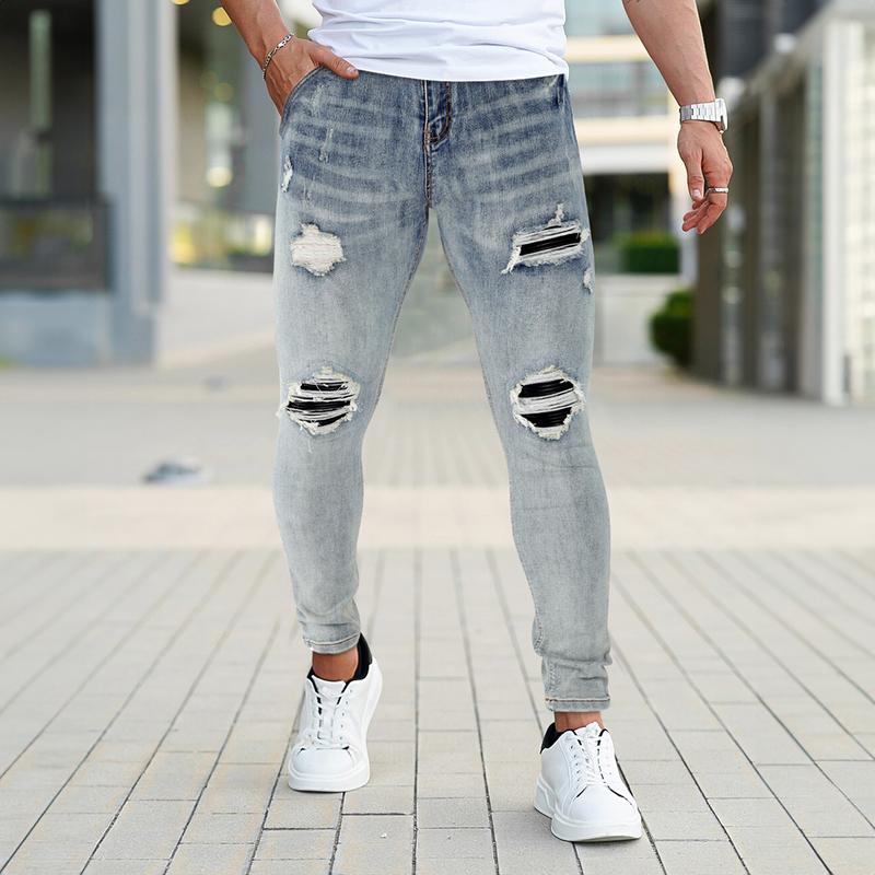 GINGTTO Men's Ripped Skinny Jeans Slim Fit Stretch Denim Pants Distressed Tapered Leg Fashion Pants