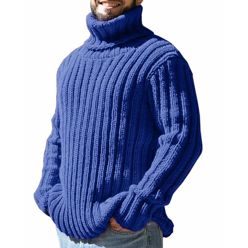 Mens Sweaters Turtleneck Cable Knitted Pullover Long Sleeve Slim Fit Chunky Casual Fall Winter Warm Cardigans