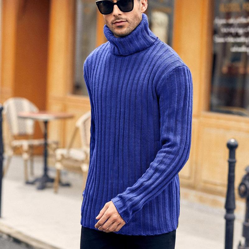 Mens Sweaters Turtleneck Cable Knitted Pullover Long Sleeve Slim Fit Chunky Casual Fall Winter Warm Cardigans